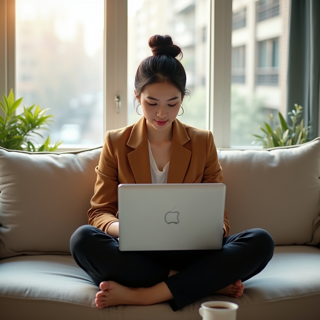 Antreprenor care studiază o platformă educațională pe laptop într-un birou modern